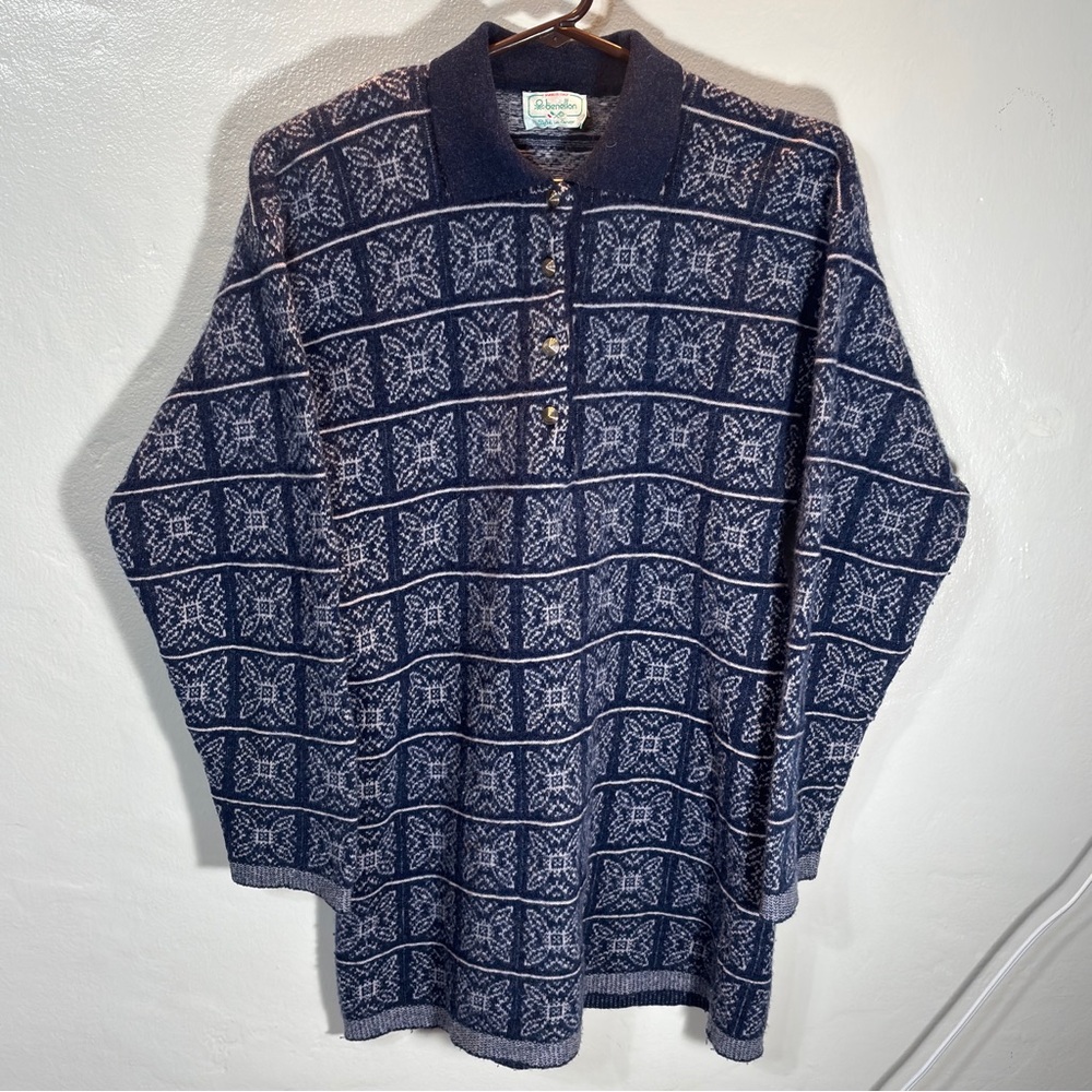 Early Benetton Made in Italy Laine Wool Nordic Knit Sweater Sz 54 (XL) Vintage